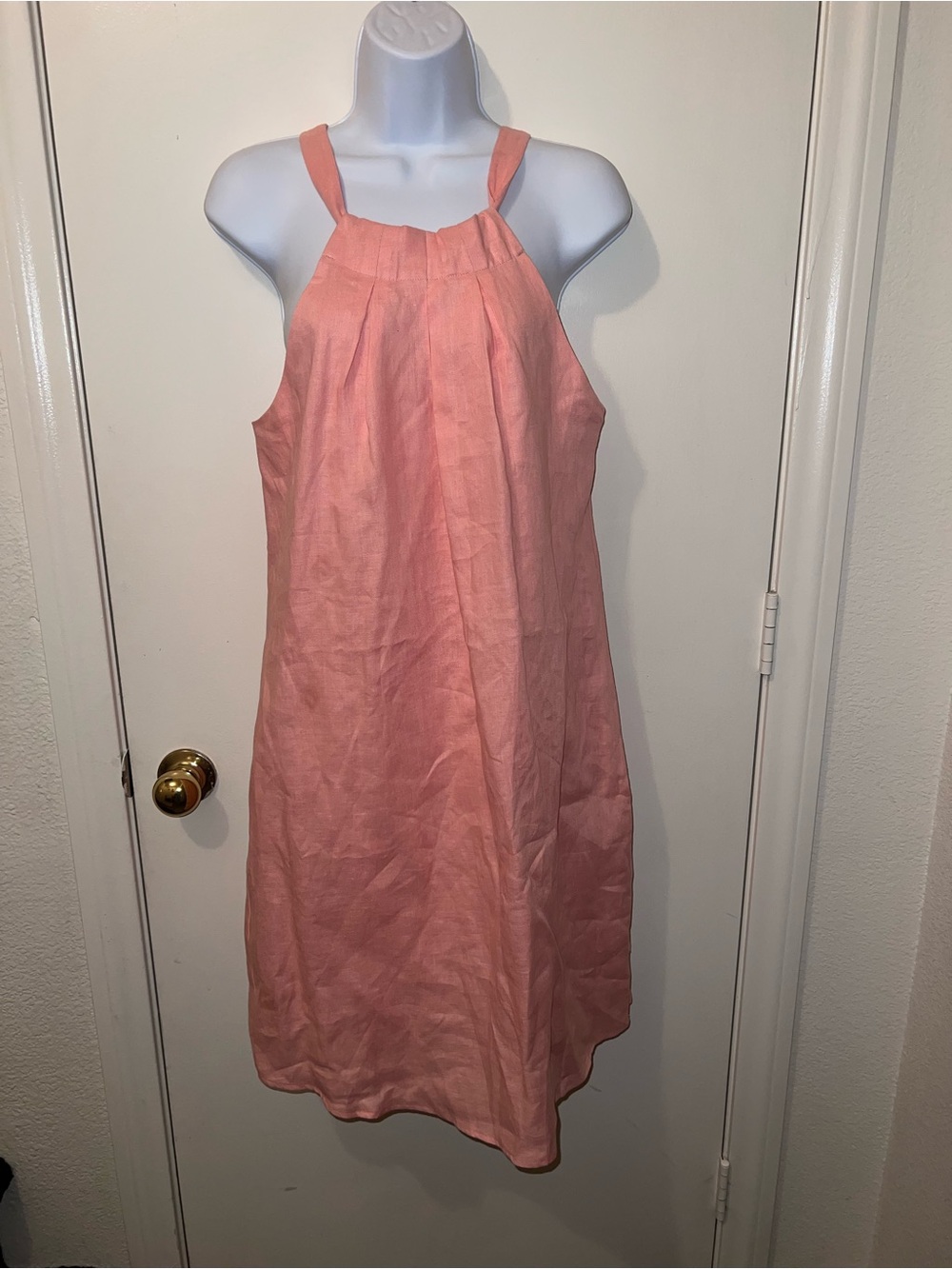 Sleeveless Coral Pink Halter Dress